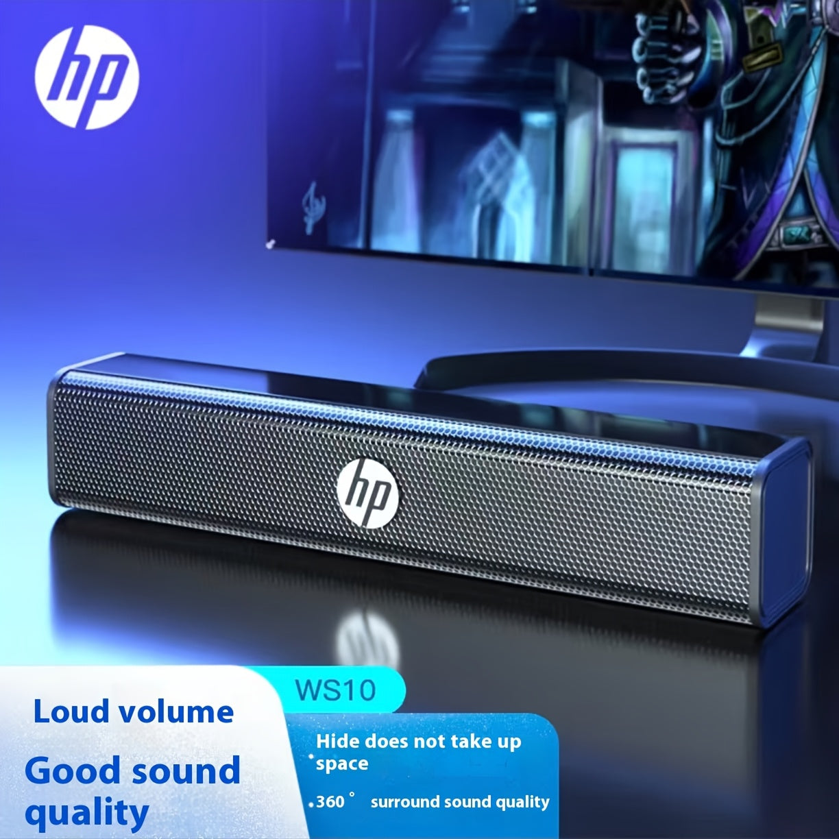 🎵 Barra de Sonido Estéreo HP WS10 – Potente, Compacta y USB