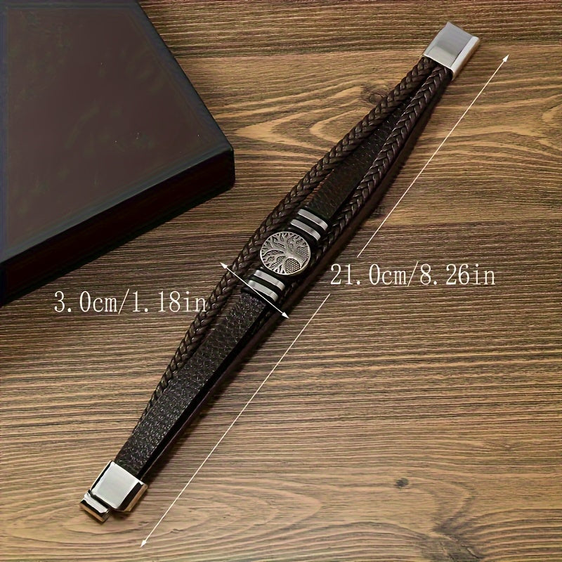 🌟 Brazalete de Cuero PU Minimalista y Trendy para Hombre – ¡El Regalo Perfecto para Navidad!