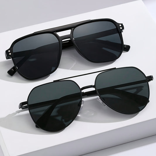 Set de 2 Gafas Retro Geométricas de Doble Puente – Estilo Único para Festivales y Moda Urbana