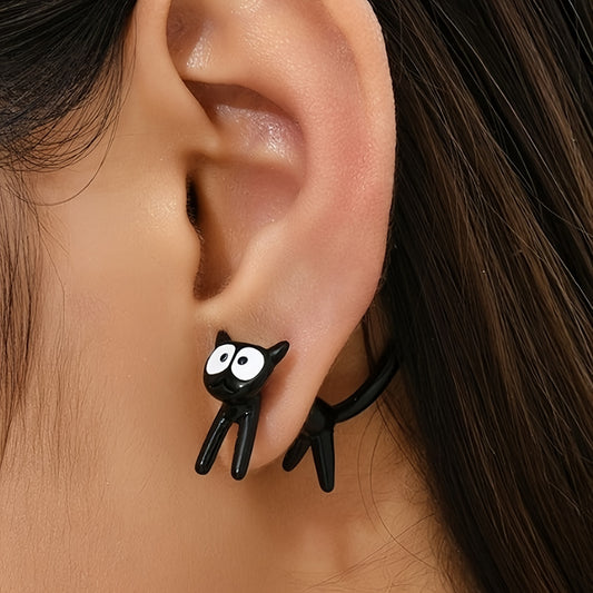 Aretes de Gato Negro - Estilo Lindo y Sencillo 🐾✨