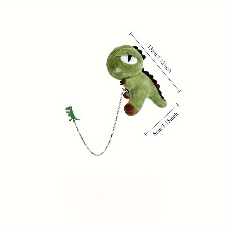 Broche de Peluche para Parejas - Dinosaurio Verde & Panda con Cadena