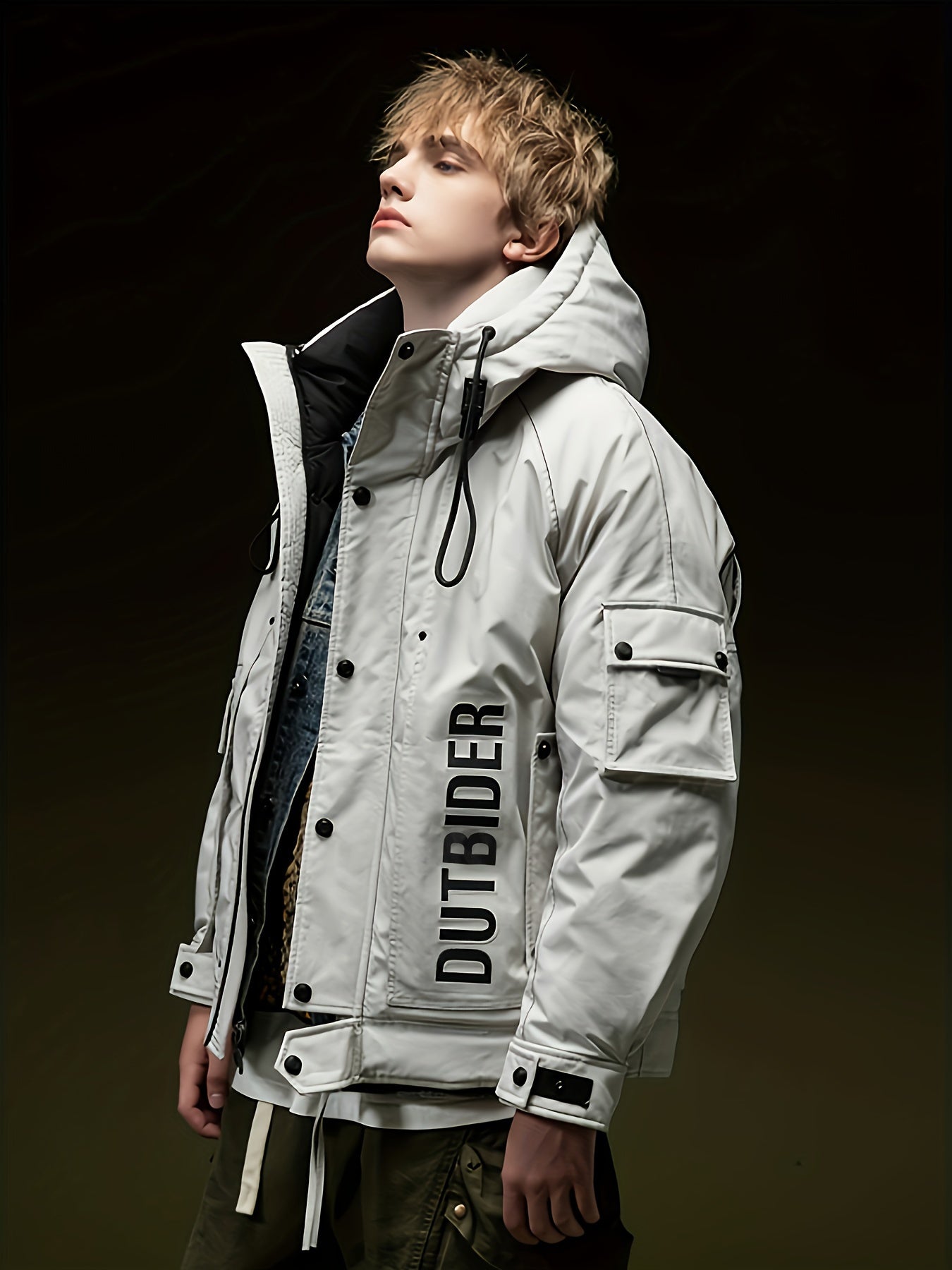 Chaqueta Casual para Hombre con Capucha y Relleno de Plumón – Estilo Moderno, Abrigo Corto de Invierno