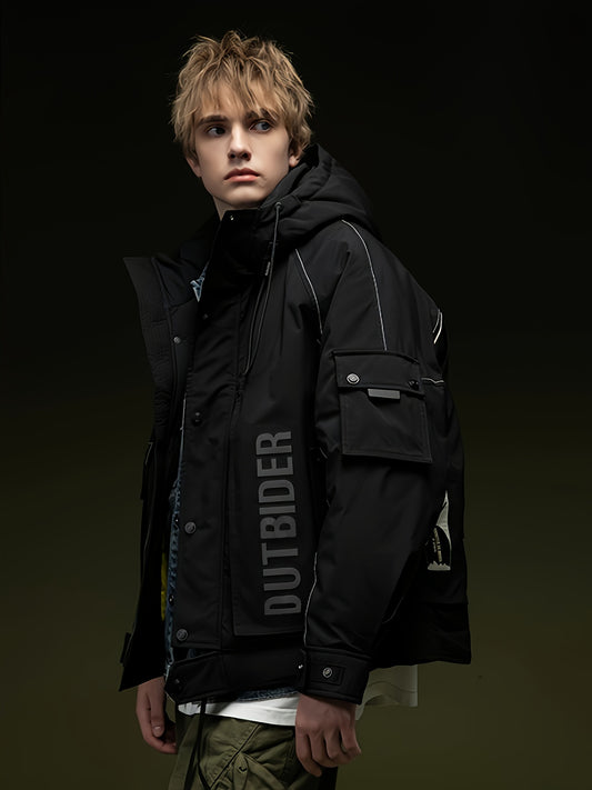 Chaqueta Casual para Hombre con Capucha y Relleno de Plumón – Estilo Moderno, Abrigo Corto de Invierno