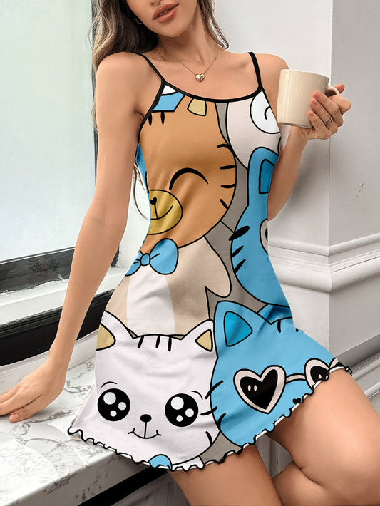 Camisón de Gato Estampado – Dulzura y Comodidad en un Solo Look 🐱🌈