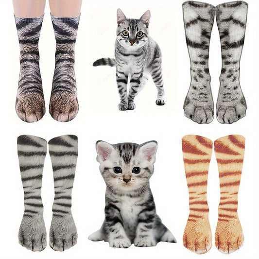 Calcetines Adorables con Huellas de Gato - Talla Única 🐾🧦