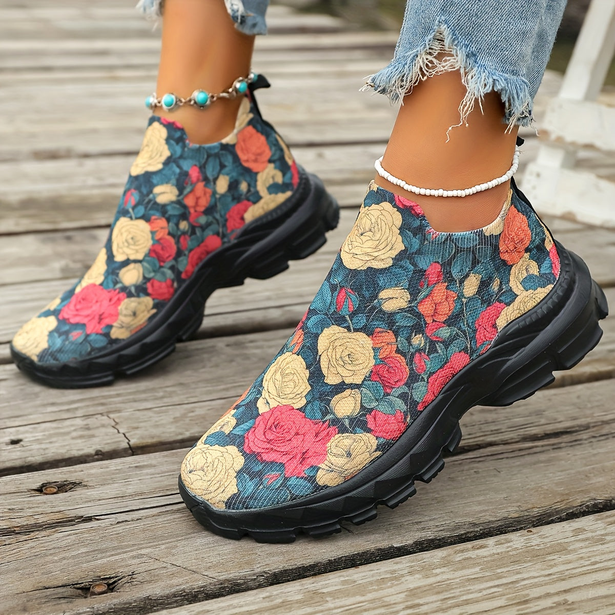 🌷 Zapatillas Florales Estilo Slip-On para Mujer – Comodidad Ligera y Estilo que Enamora 🌷