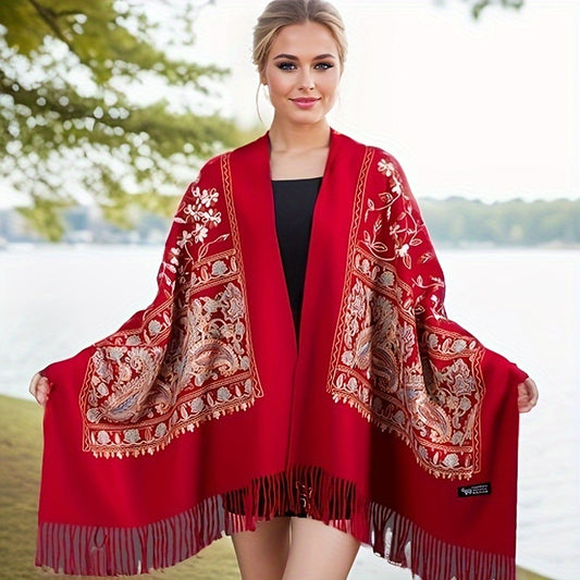 Chaleco Bohemio Floral Bordado para Mujer - Bufanda de Cachemira Vintage para Primavera y Otoño 🌸🍂