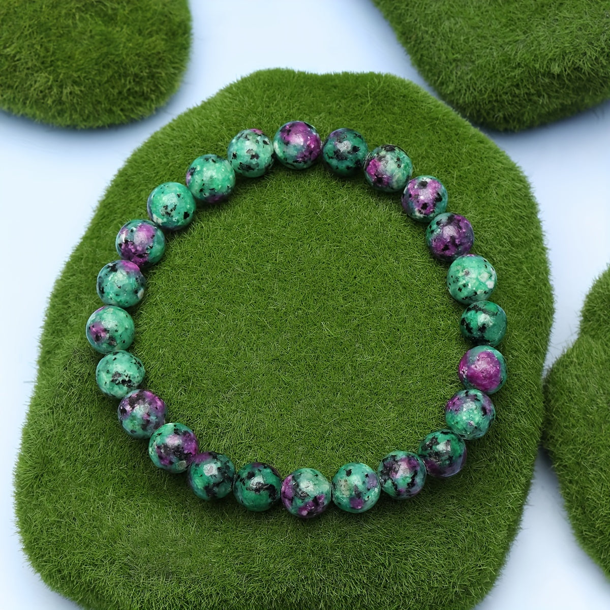 Pulsera Elástica de Piedra Verde Natural para Alivio del Estrés - Regalo Ideal para Hombres y Mujeres
