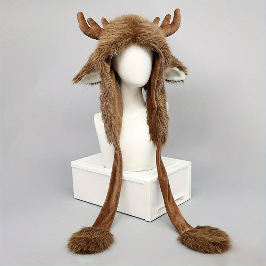 Gorro Invernal con Cornamenta de Alce - Diseñado para Festividades y Disfraces 🦌❄️
