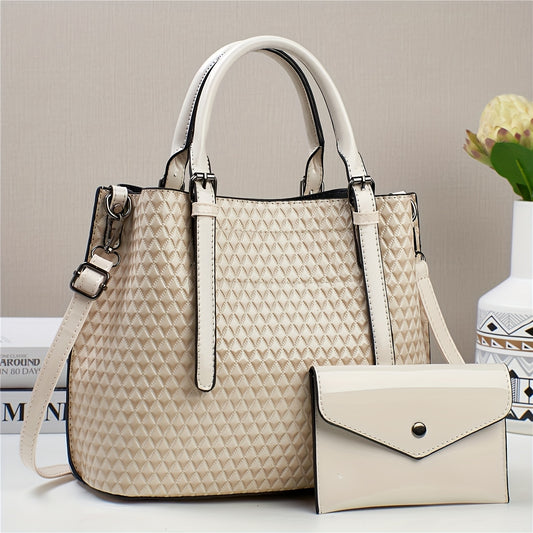 Bolso Tote Geométrico Estilo Crocodilo para Mujer con Correa Ajustable y Clutch Desmontable