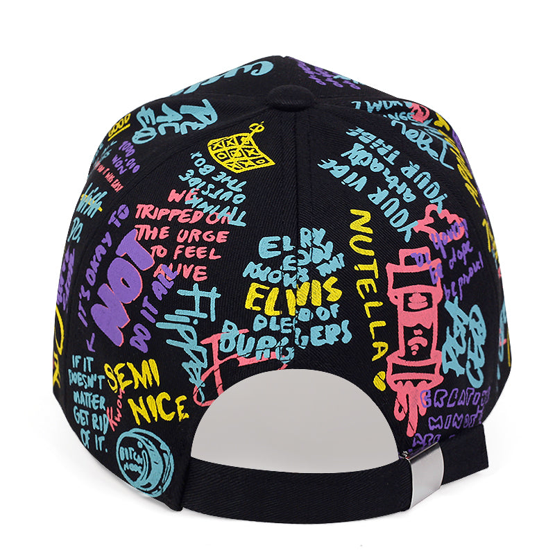 Gorra de Béisbol Graffiti para Mujer - Gorra Ajustable Unisex, Sombrero con Distressed y Colita de Caballo, Bordada, Perfecta para Regalos de Año Nuevo, Navidad y San Valentín 🎁✨