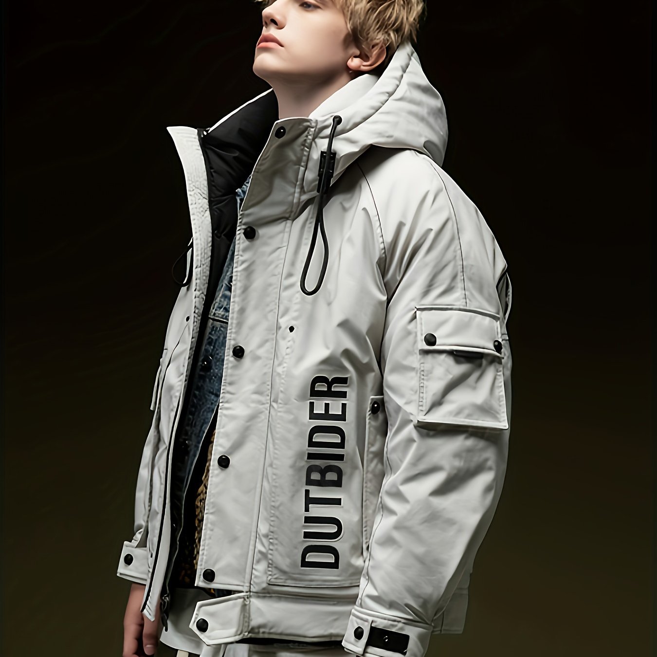 Chaqueta Casual para Hombre con Capucha y Relleno de Plumón – Estilo Moderno, Abrigo Corto de Invierno