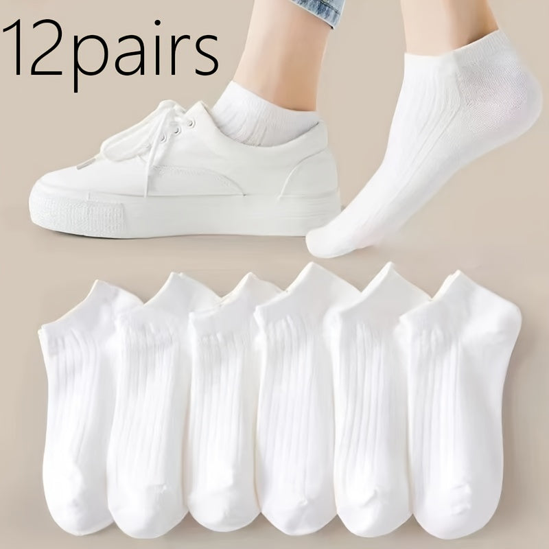 🧦 Pack de 12 Pares de Calcetines Cortos Blancos - Cómodos, Versátiles y Suaves 🧦  ✨