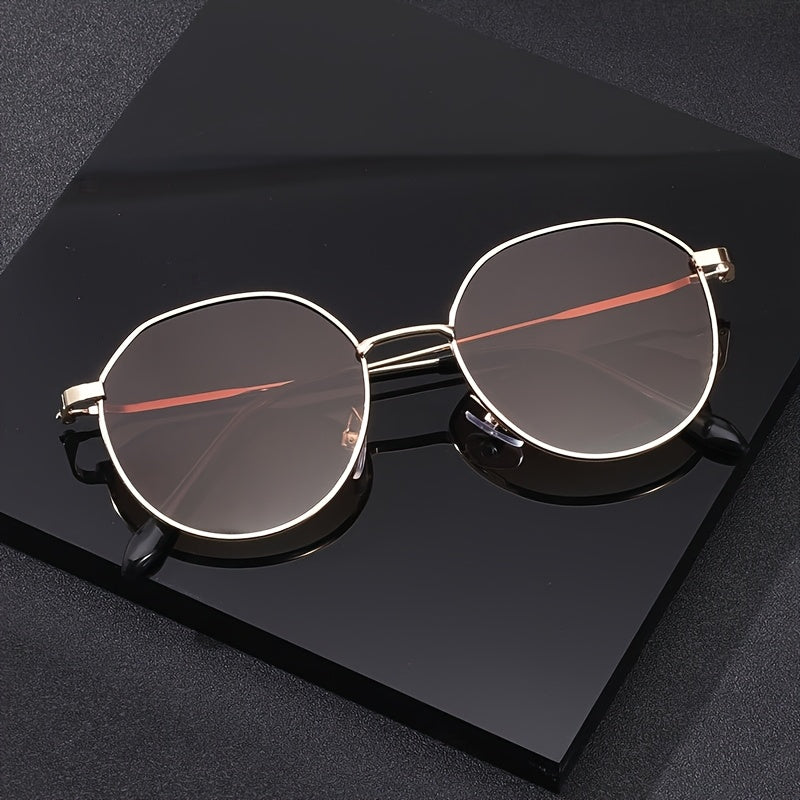 Gafas Vintage Redondas para Hombre – Montura Metálica Completa con Detalles en Dorado