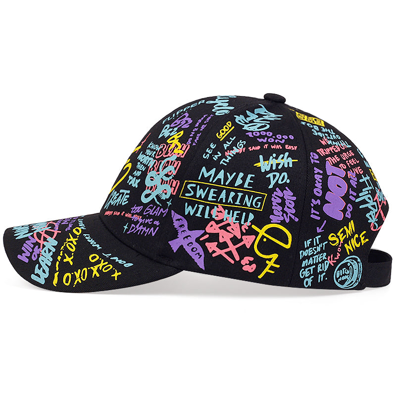 Gorra de Béisbol Graffiti para Mujer - Gorra Ajustable Unisex, Sombrero con Distressed y Colita de Caballo, Bordada, Perfecta para Regalos de Año Nuevo, Navidad y San Valentín 🎁✨
