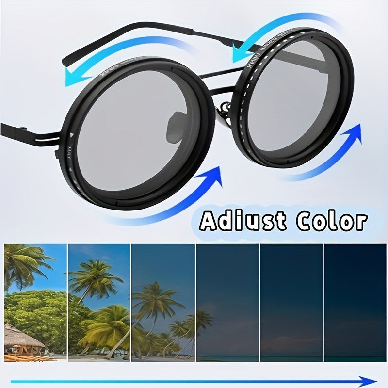 Gafas de Moda Unisex Estilo Cyberpunk con Ajuste Gradual y Rotación Continua, Filtro ND2-ND400 y Montura de Aleación de Aluminio