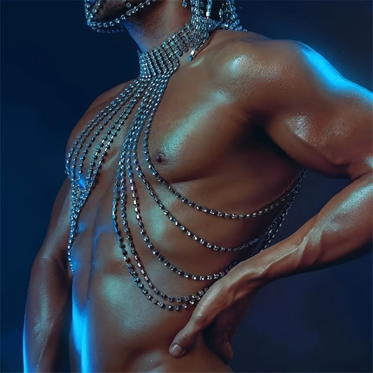 ✨ Cadena Corporal Bohemia con Cristales y Borlas - Joyería de Cuerpo Multicapa, Brillante para Fiestas, Festivales de Música y Diversión en la Playa 🌞