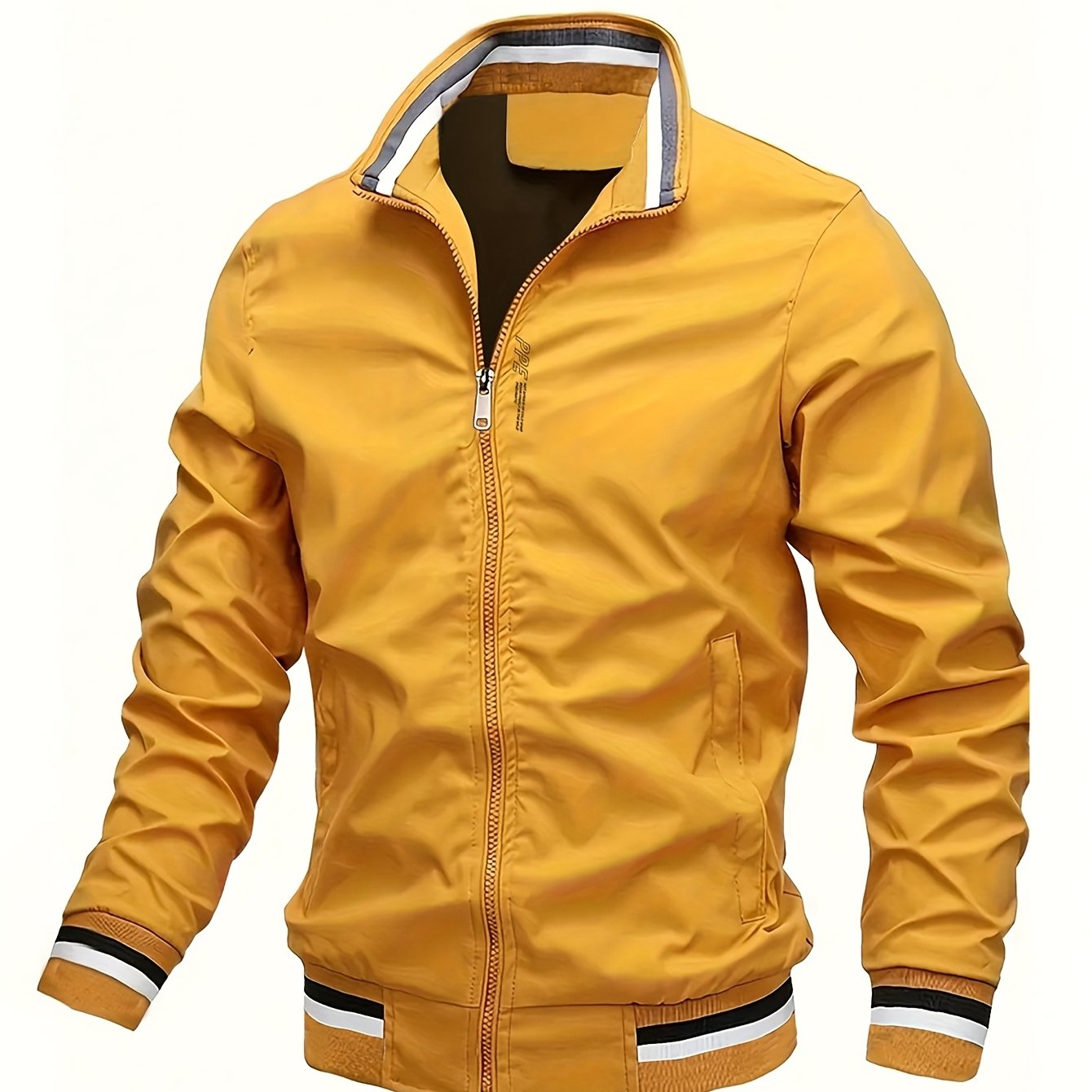 🧢 Chaqueta Casual para Hombre con Rayas – Estilo Bomber con Cuello Baseball